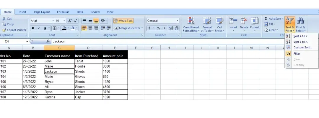 How to Add, Use and Remove Filter in Excel