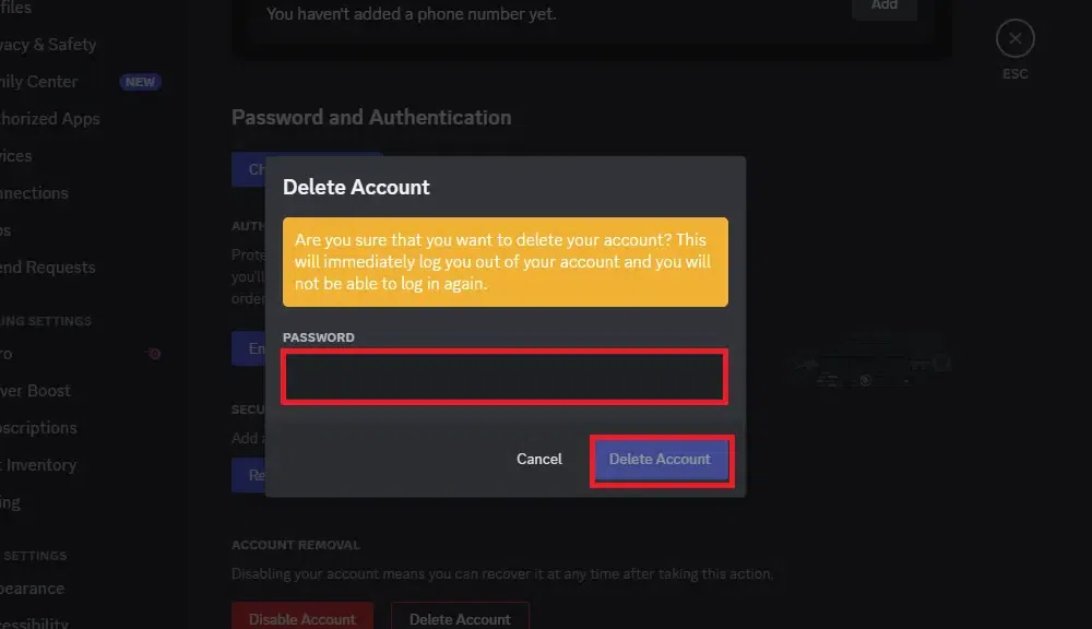 Delete Discord Account