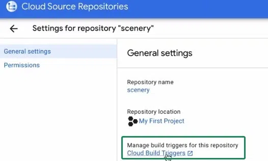 Open cloud build triggers.