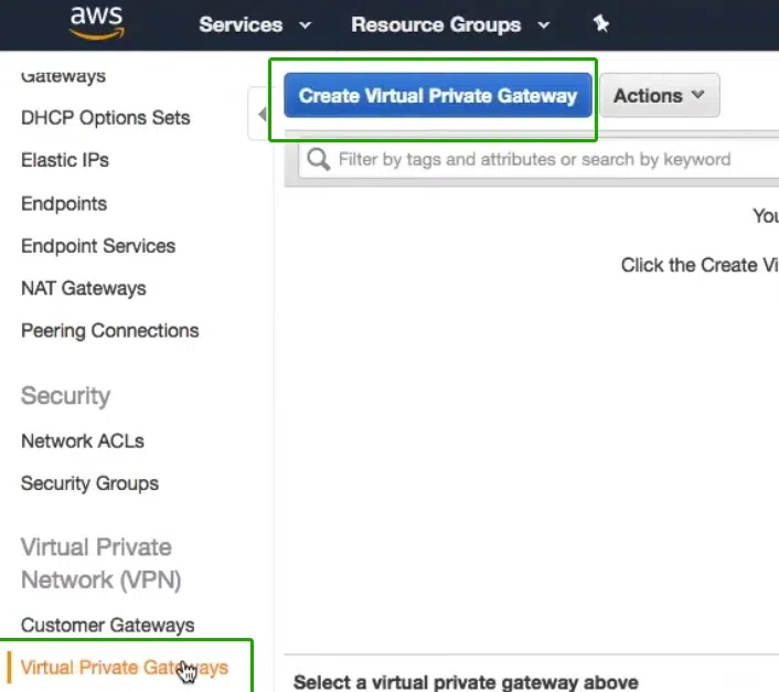 Create Virtual Private Gateway