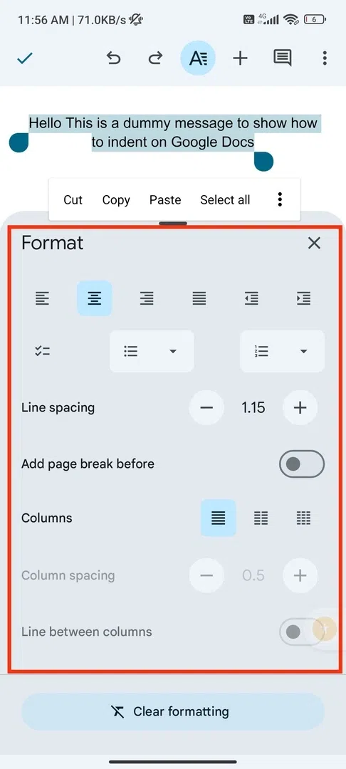 How to do a Hanging indent on Google Docs