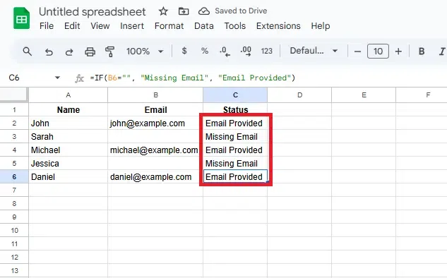 Google Sheets IF Function 