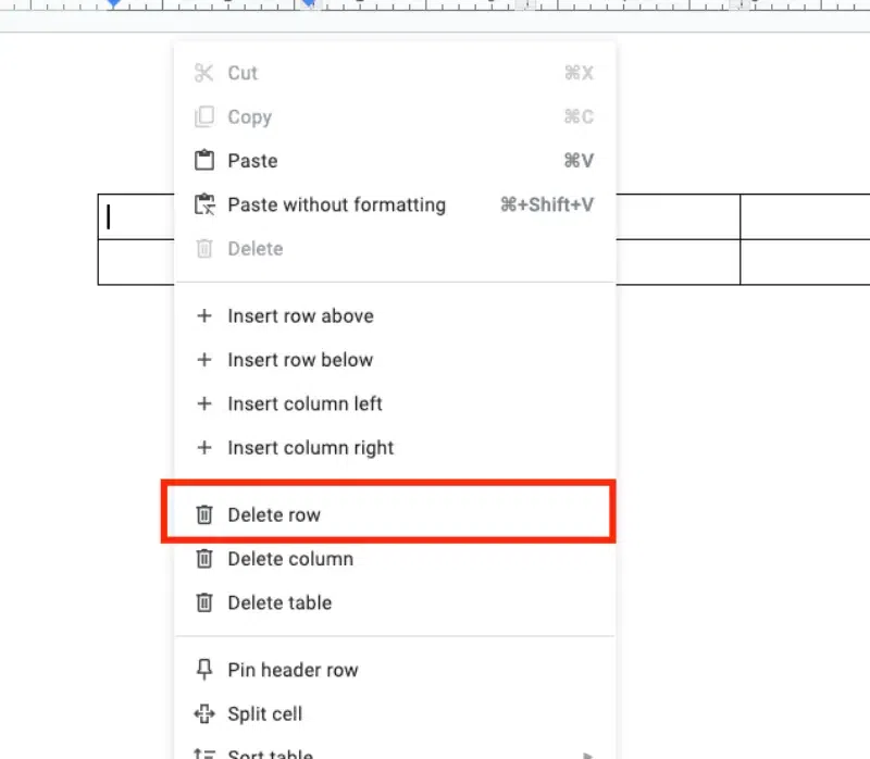 How to Delete Rows in Google Docs