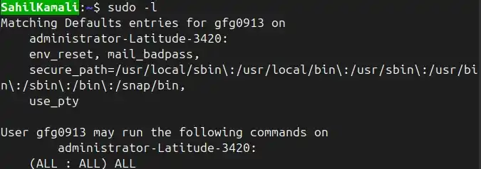 sudo-l