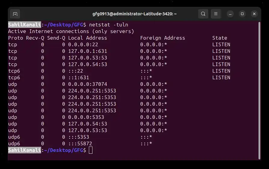 netstat-tulnp