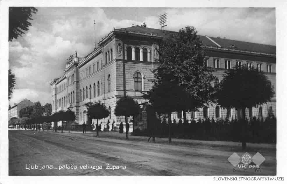 Postkort med paladset i Ljubljana, Slovenien