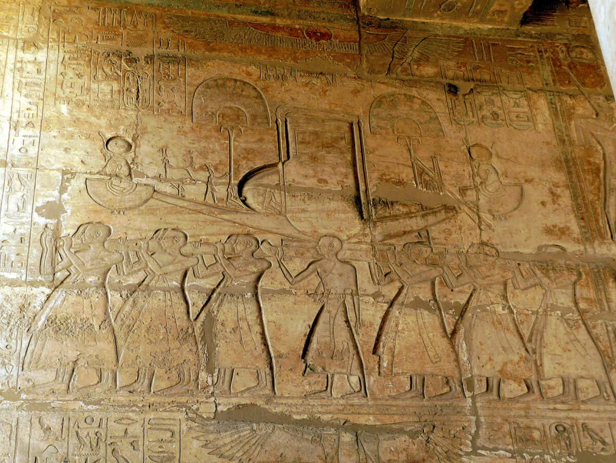 Tempelrelief med festprocession. Ramesseum.