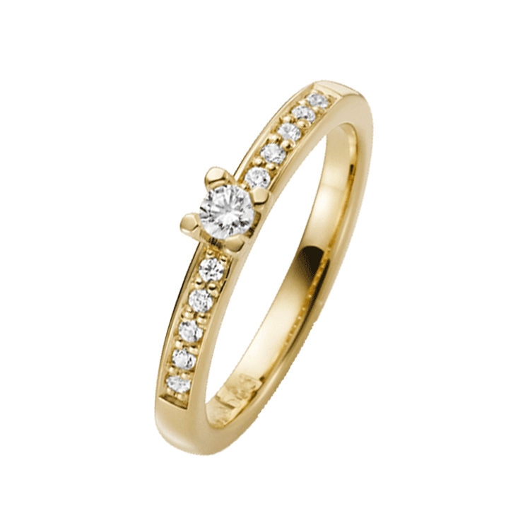 14K geelgouden verlovingsring diamant Snowdrops H101