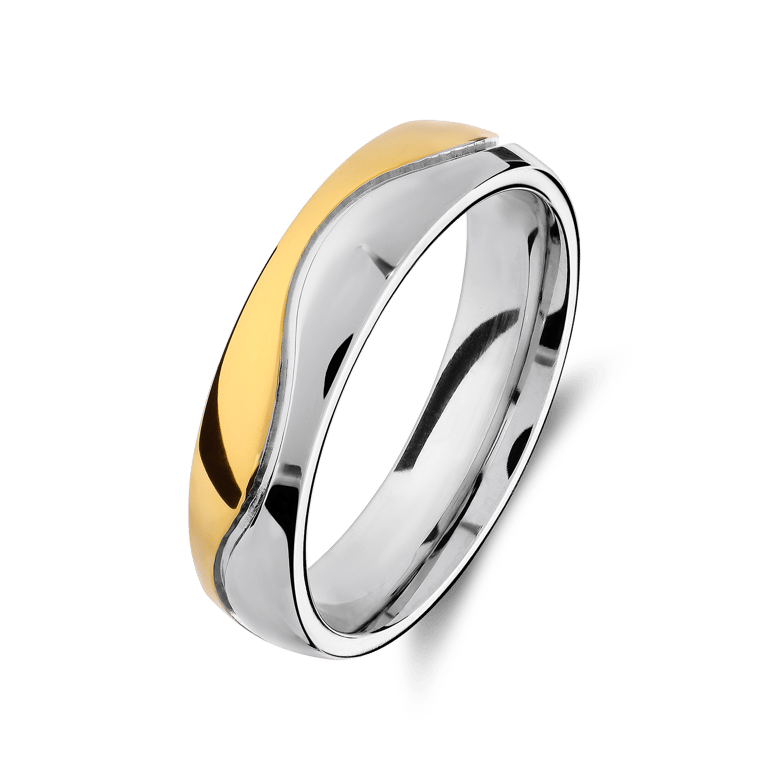 Stainless steel goldplated herenliefdesring Valletta