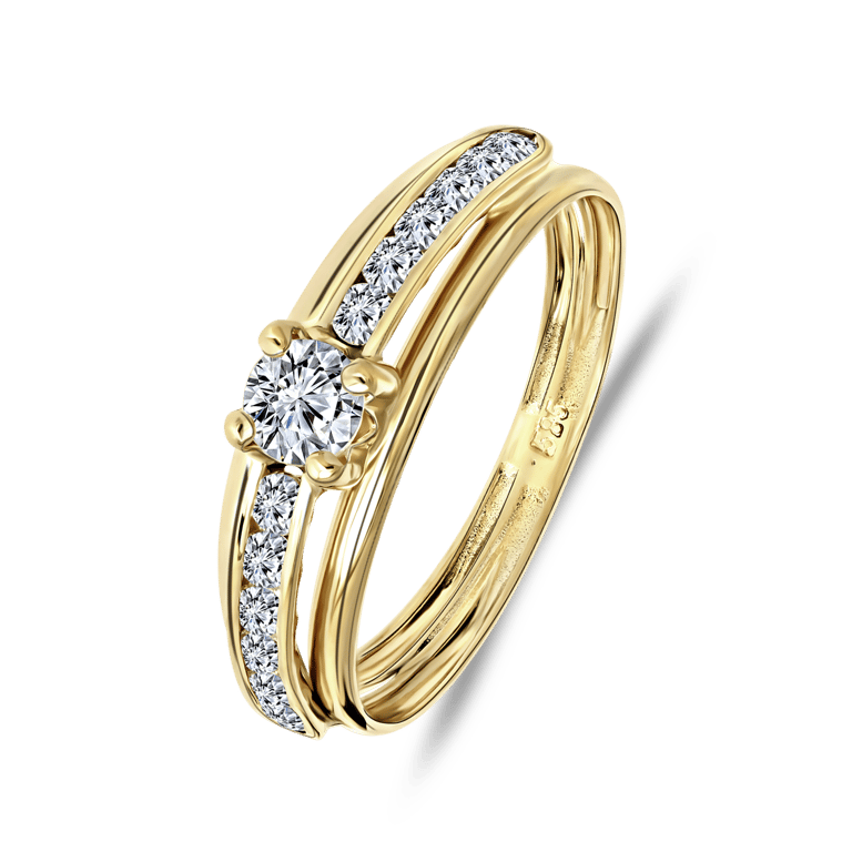 14 Karaat geelgouden ring met zirkonia
