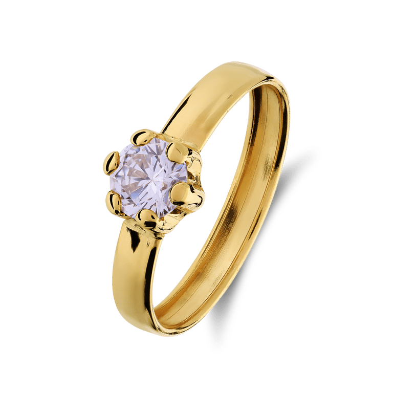 14 Karaat geelgouden damesring met zirkonia