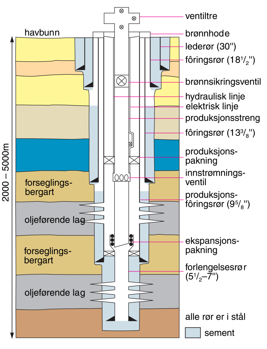 petroleum (skisse, produksjonsbrønn)