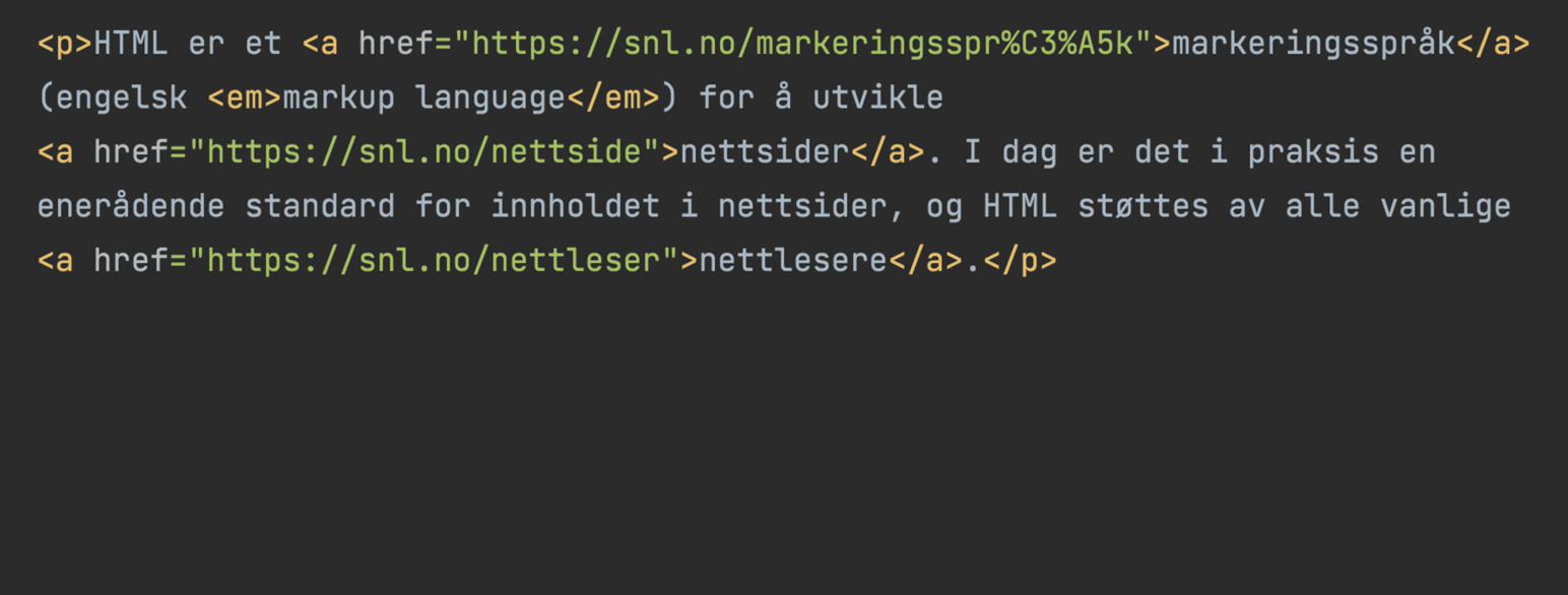 Ingressen i denne artikkelen i HTML