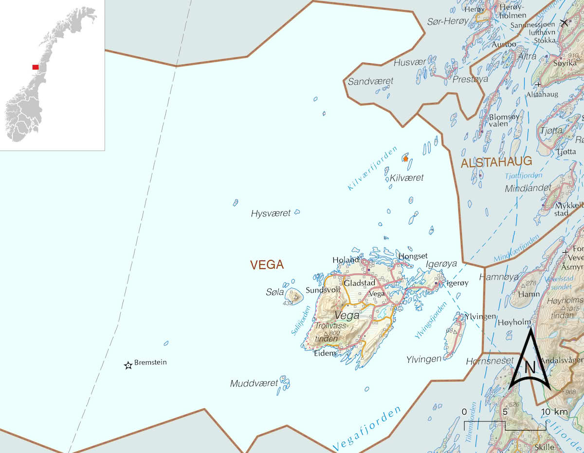 Kart over Vega kommune