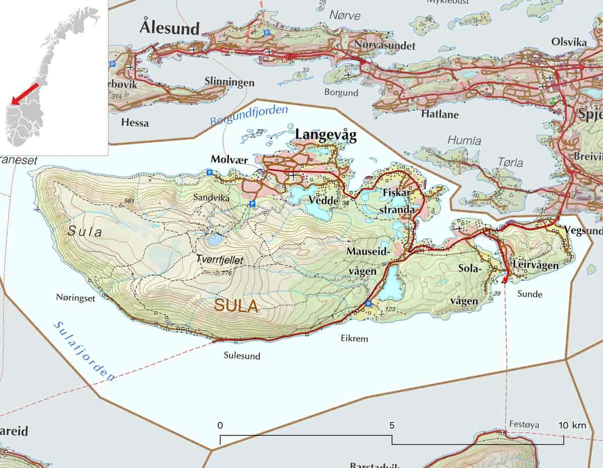 Kart over Sula kommune