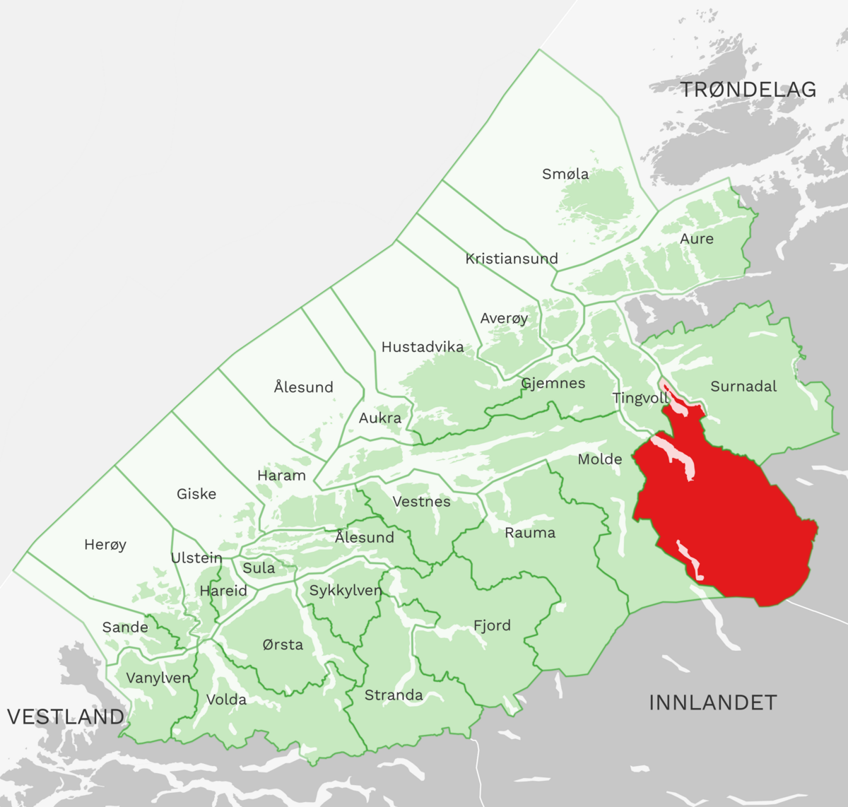 Kart: Sunndal kommune i Møre og Romsdal
