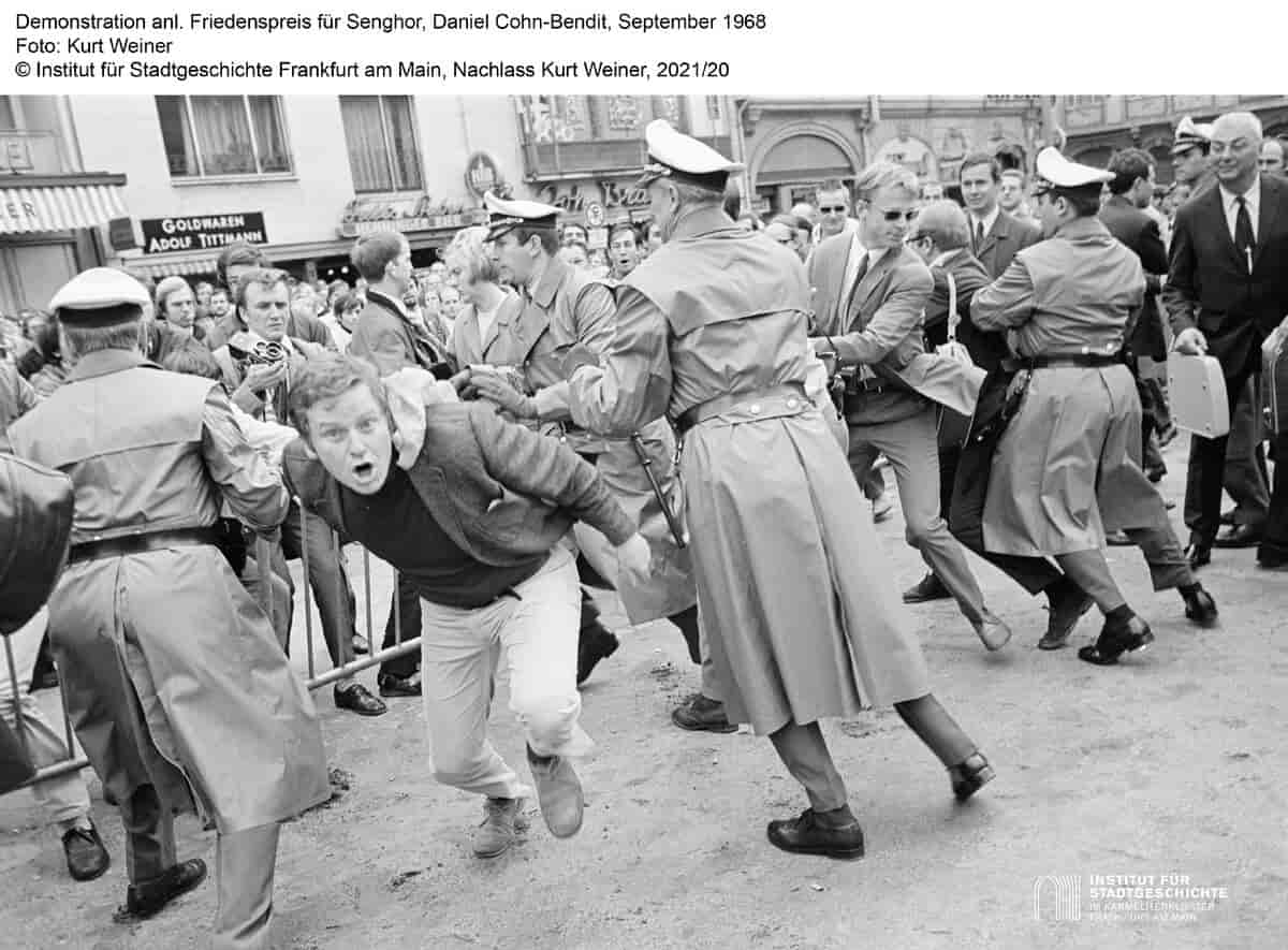 Demonstration anlässlich des Friedenspreises für Senghor, Daniel Cohn-Bendit, September 1968