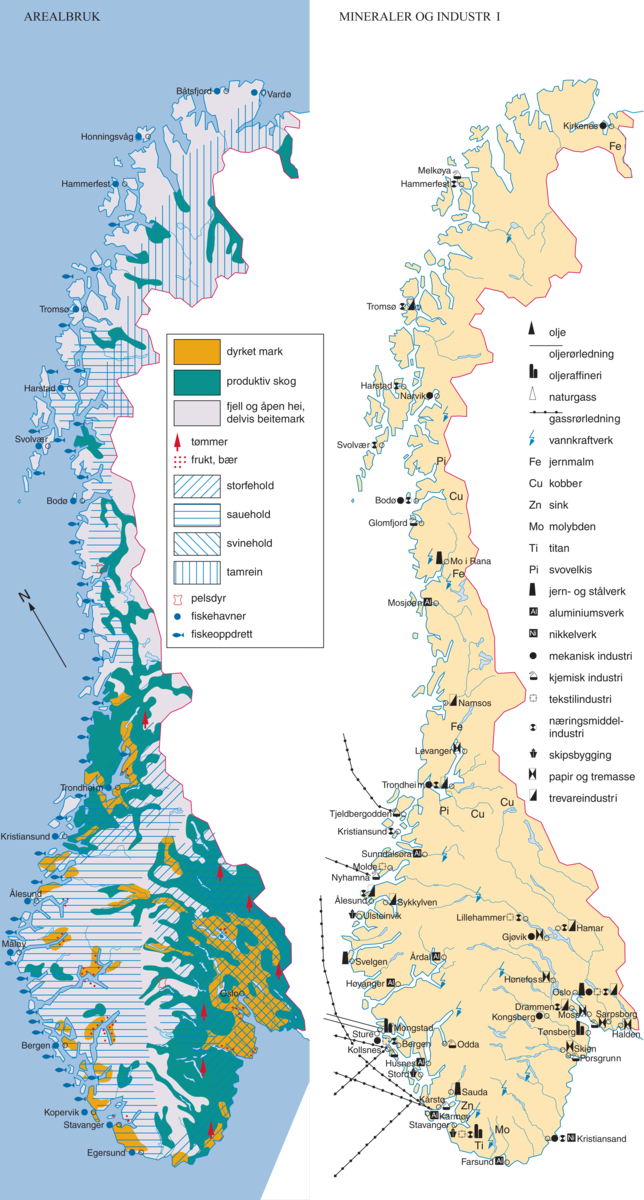 Norge (Næringsliv) (øk.kart, arealbruk)