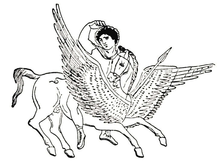 Pegasos. Tegning etter gresk vasemaleri.