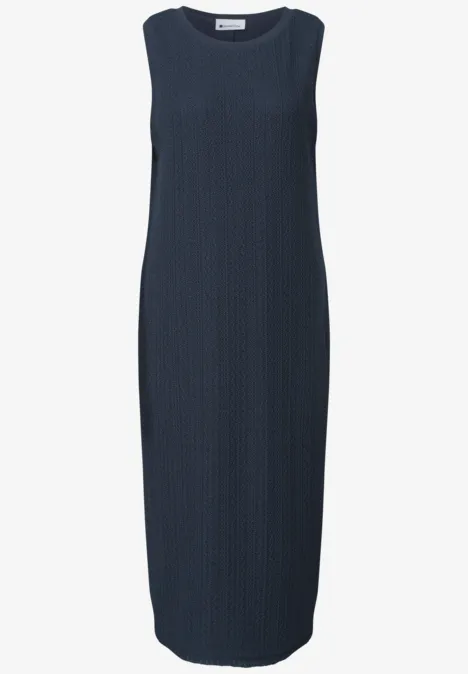 Midijurk van kant met ronde hals darkest blue Mouwloze midi-jurk in marineblauw met een eenvoudige snit.