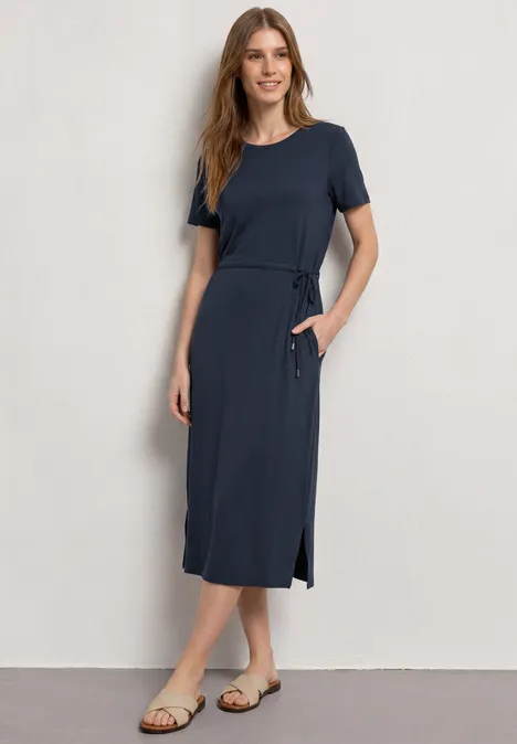 Midijurk van jersey met ronde hals darkest blue Midijurk van jersey met ronde hals darkest blue