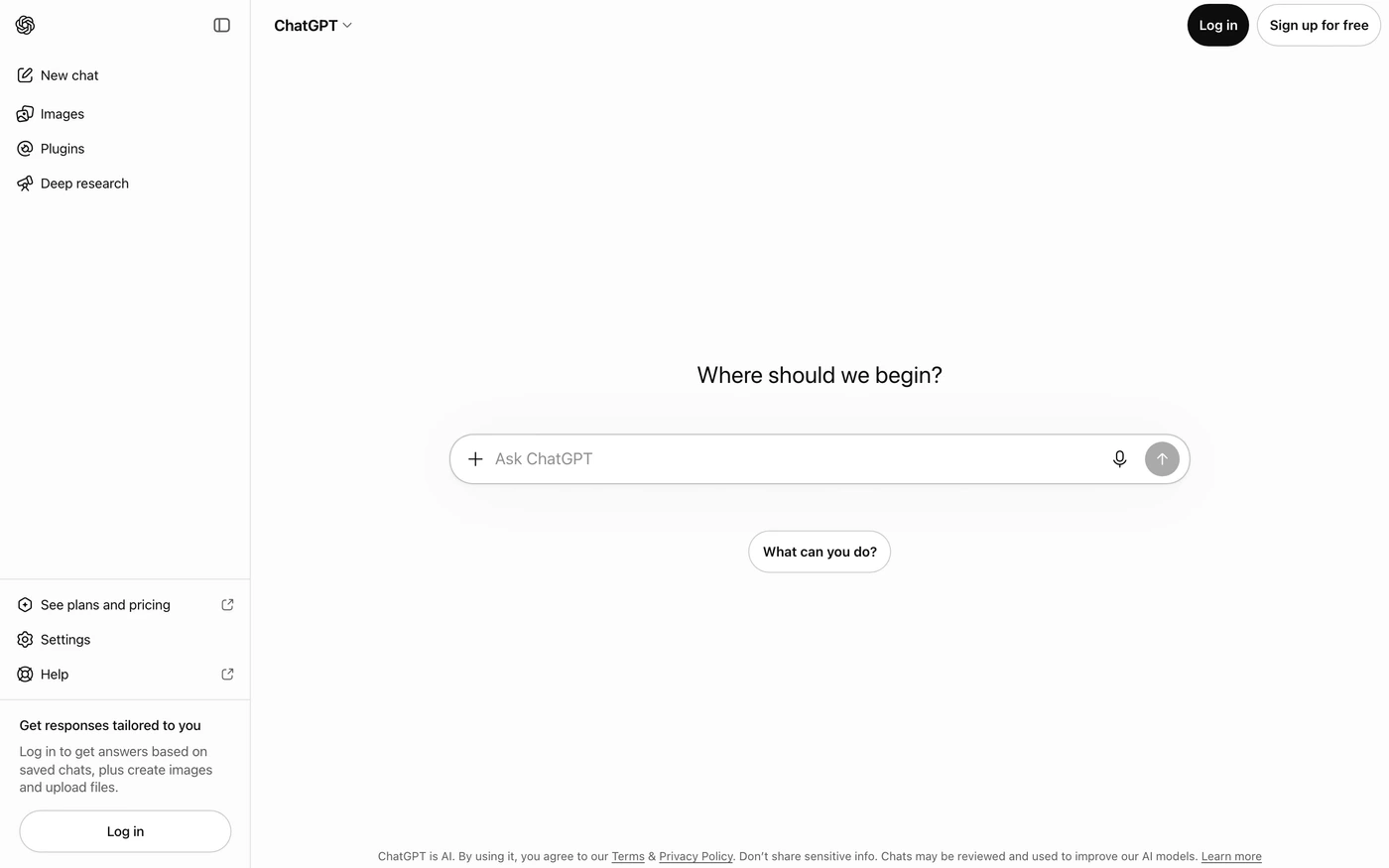 ChatGPT homepage