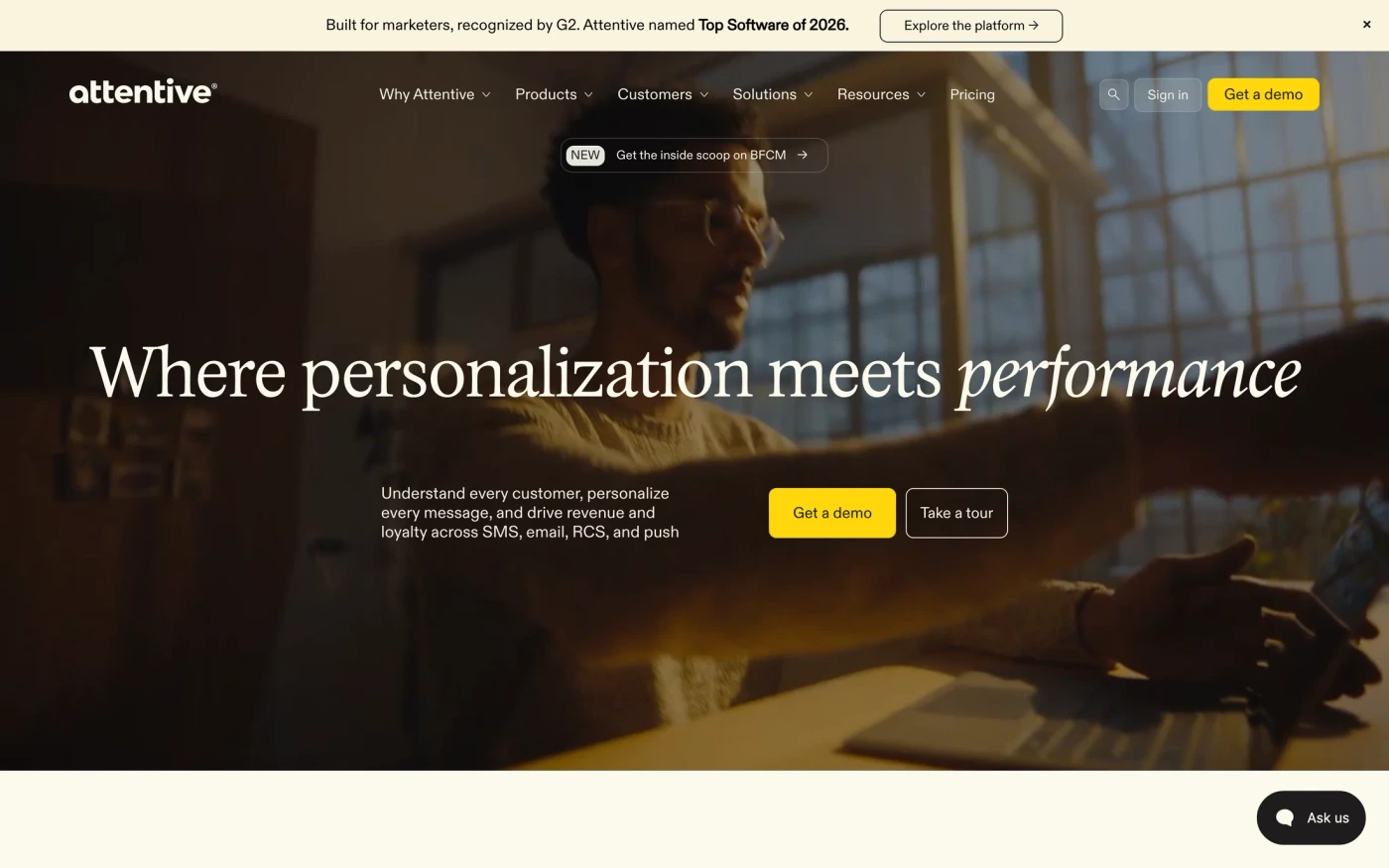 Attentive homepage