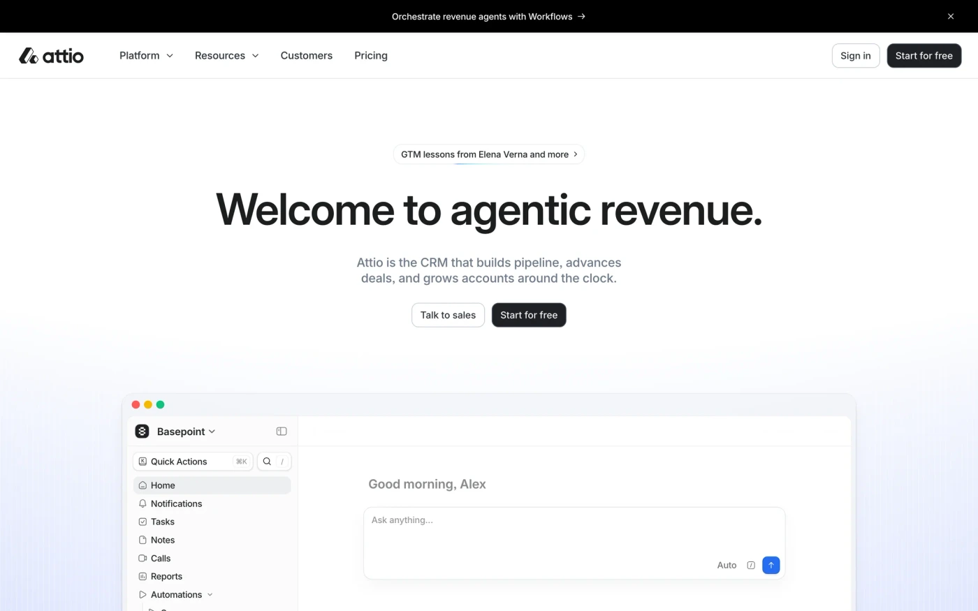 Attio homepage