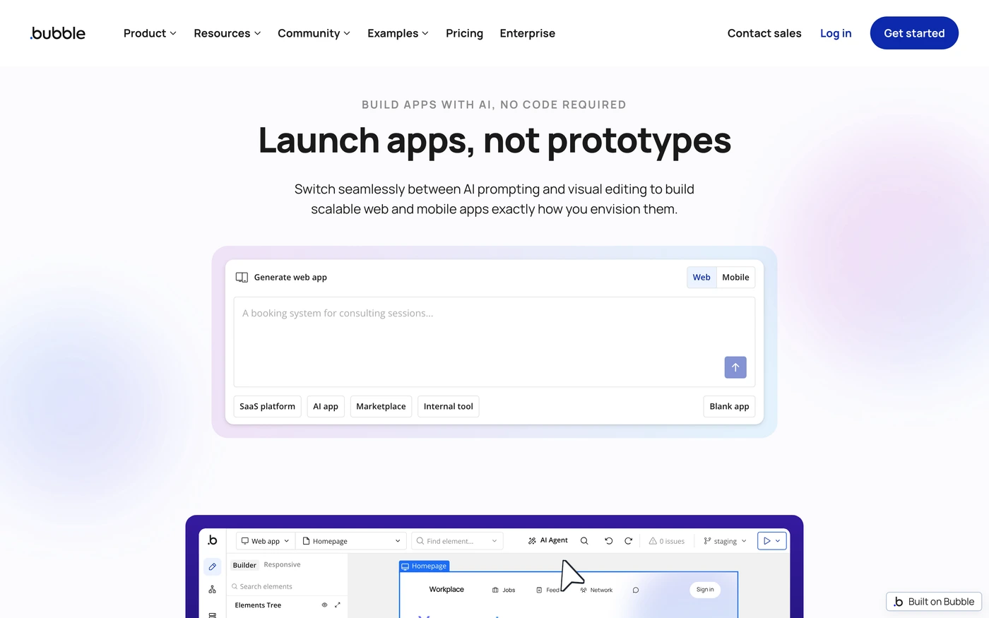 Bubble homepage