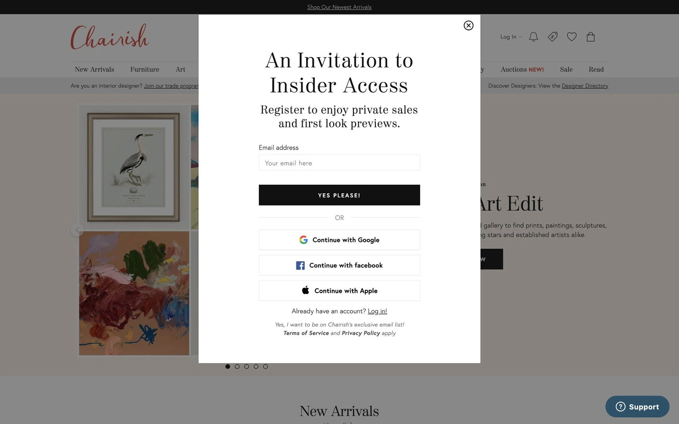 Chairish homepage