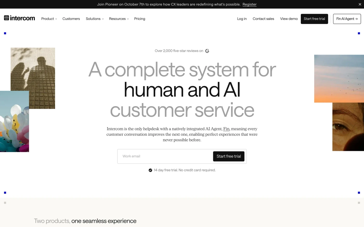 Intercom homepage