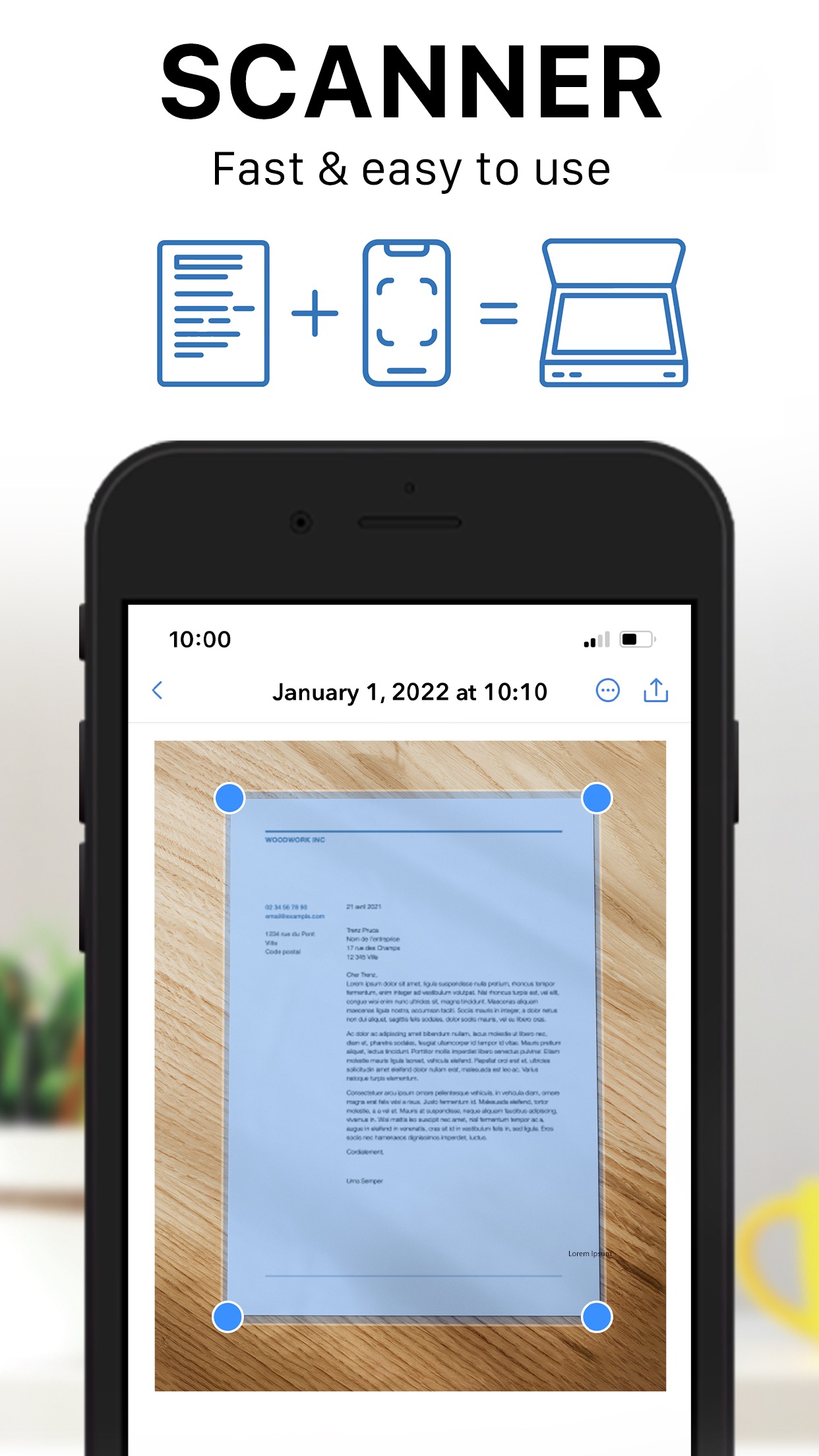 Scanner iOS app screen 1