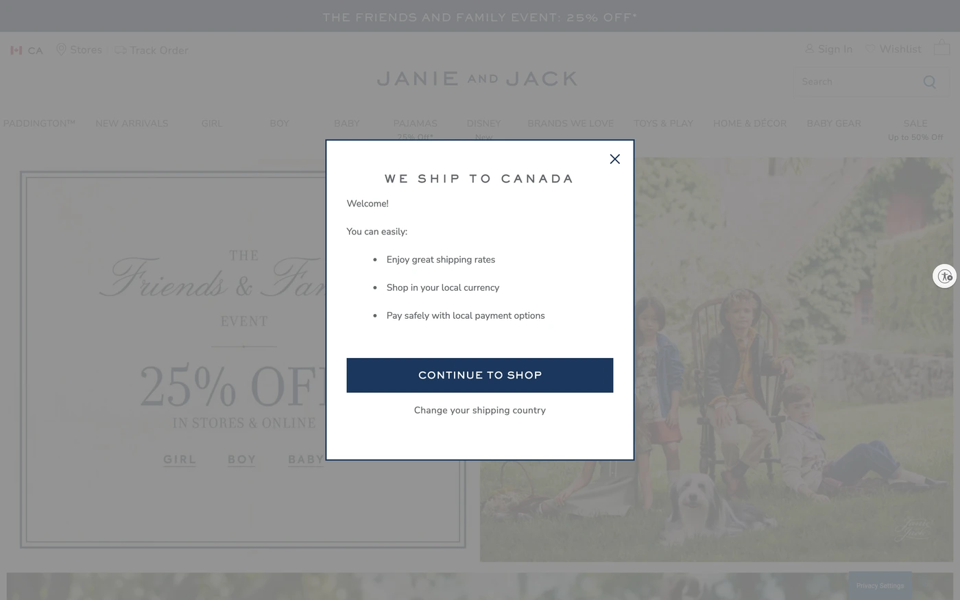 Janie and Jack homepage