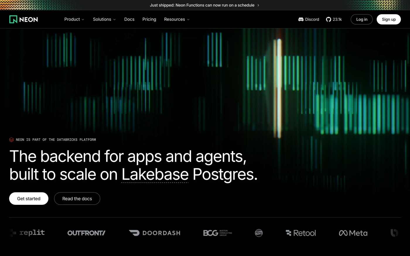 Neon homepage