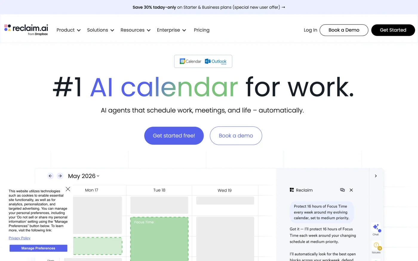 Reclaim homepage