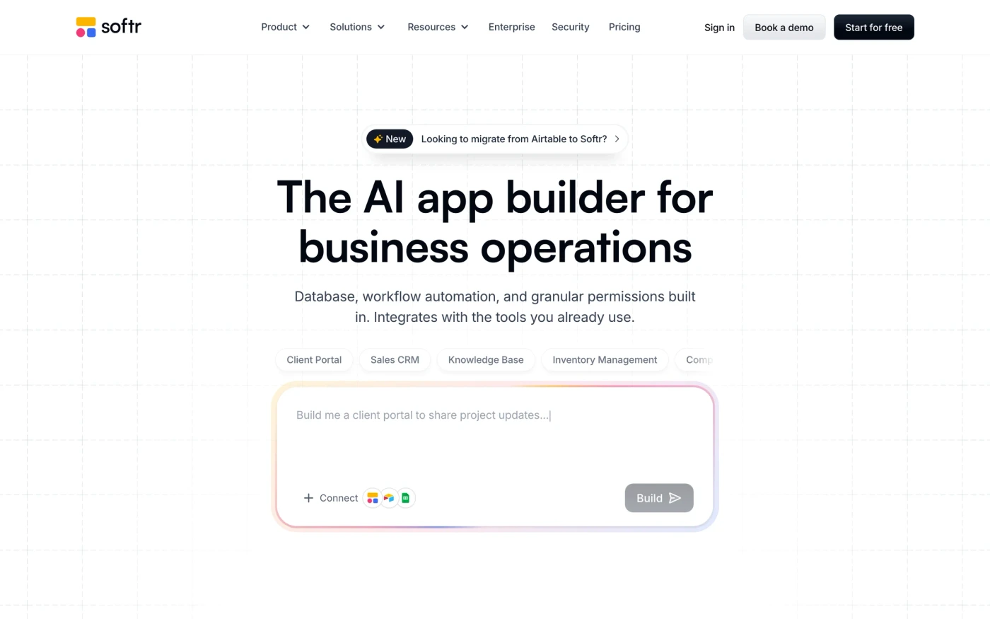 Softr homepage