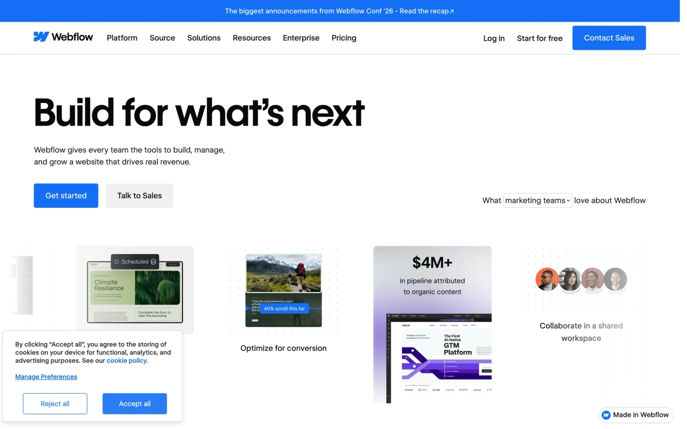 Webflow homepage