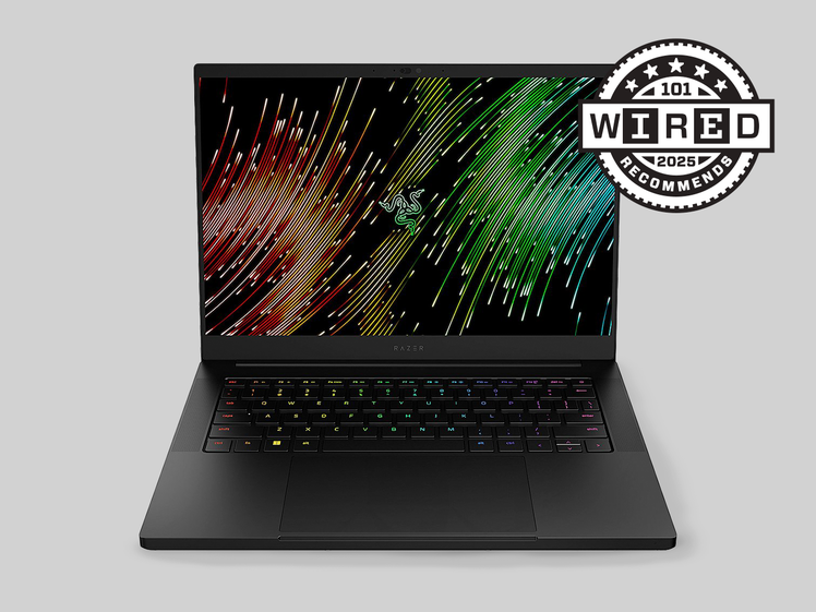 BLACK RAZER LAPTOP WITH A COLORFUL GRAPHIC SCREEN