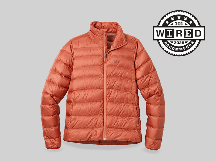 Orange puffer jacket