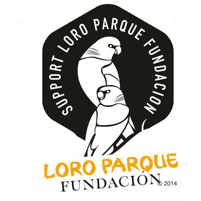 Support Loro Parque Fundación. Logó két papagájjal és a felirattal: 'Loro Parque Fundación ©2014'.