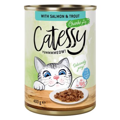 Catessy Chunks in Gravy lazaccal és pisztránggal, 400g konzerv. Lédús, hozzáadott cukor nélkül.