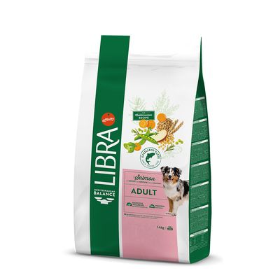 Libra Mediterranean Balance Adult comida para perros con salmón, 3 kg. Receta para el bienestar digestivo y 24% de proteína. Sin colorantes ni conservantes artificiales.