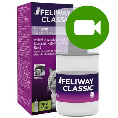 Przycisk odtwarzania wideo. Kliknij tutaj, aby obejrzeć film o produkcie Feliway Classic Spray 20 ml.
