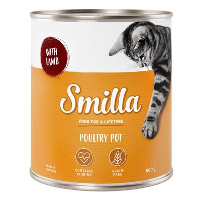 Smilla Poultry Pot z jagnięciną, zawiera taurynę, bez zbóż, 800 g. Wyprodukowano w Niemczech. Karma pełnoporcjowa.
