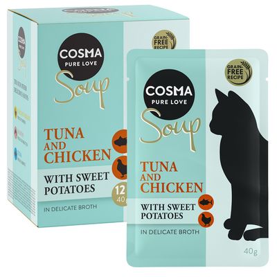 Cosma Pure Love Soup, gabonamentes recept, tonhal sárgarépával finom levesben. Csomagolás: 12x40g adag tasak.