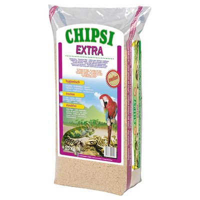 CHIPSI EXTRA Medium, higiénico, seco, sin polvo. Envase con 15 kg de lecho para terrarios. Adecuado para reptiles y aves.