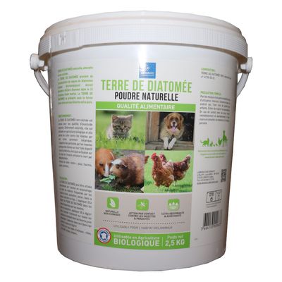 Demavic Terre de Diatomée, polvo natural, 1,5 kg. Efecto natural no químico contra insectos y parásitos. Apto para hábitats de animales. Certificado biológico.