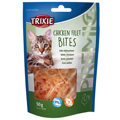 Trixie Chicken Filet Bites, s piletinom, 50g, bez dodanog šećera, bez glutena. Pakiranje koje se može ponovno zatvoriti.