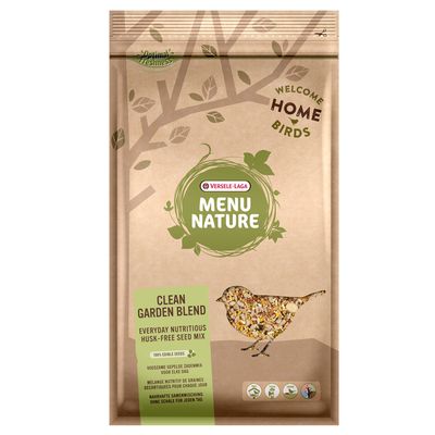 Versele-Laga Menu Nature Clean Garden Blend. Tápláló, héj nélküli magkeverék mindennapi etetéshez, 100% ehető magok. Welcome Home Birds, optimális frissesség.