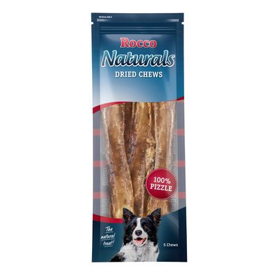 Rocco Naturals sušene žvakalice, 100% penis, 25 komada. Pakiranje sa slikom psa i funkcijom ponovnog zatvaranja.